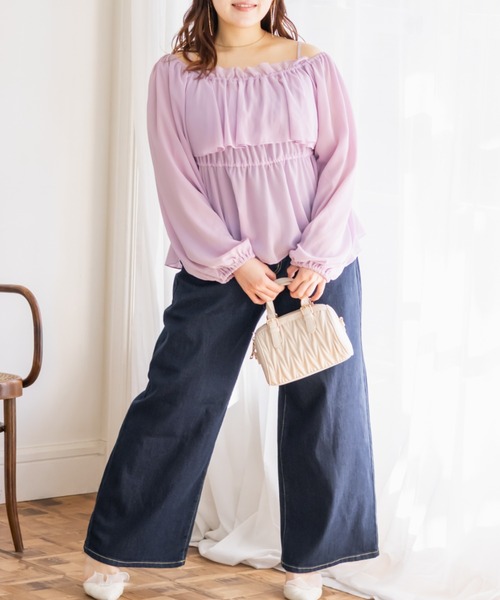 CLETTE(クレット)の「CLETTEオリジナル2WAYネックフリルブラウス(シャツ/ブラウス・レディース・ピンク/アイボリー/ブルー・3L/LL/4L)」の13枚目の写真