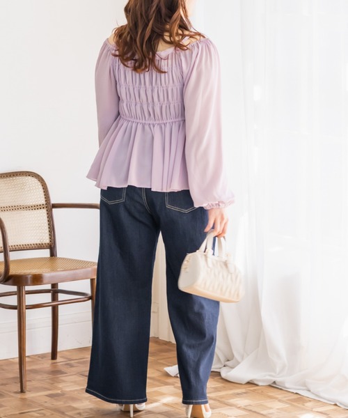 CLETTE(クレット)の「CLETTEオリジナル2WAYネックフリルブラウス(シャツ/ブラウス・レディース・ピンク/アイボリー/ブルー・3L/LL/4L)」の14枚目の写真