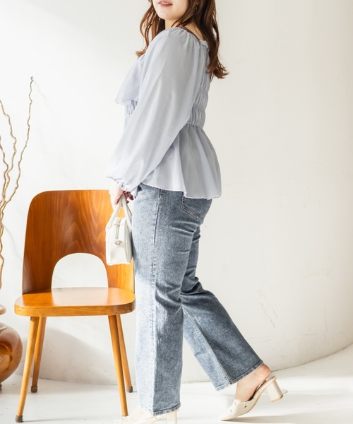 CLETTE(クレット)の「CLETTEオリジナル2WAYネックフリルブラウス(シャツ/ブラウス・レディース・ピンク/アイボリー/ブルー・3L/LL/4L)」の10枚目の写真
