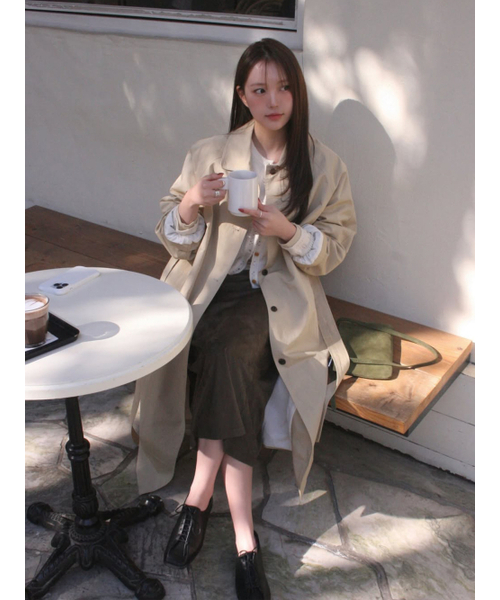 FRIVER07（フリバー07）の「Balmaccan belted long trench coat [FRSP05CT01]_Beige（チェスターコート・レディース・ベージュ・FREE）」の2枚目の写真