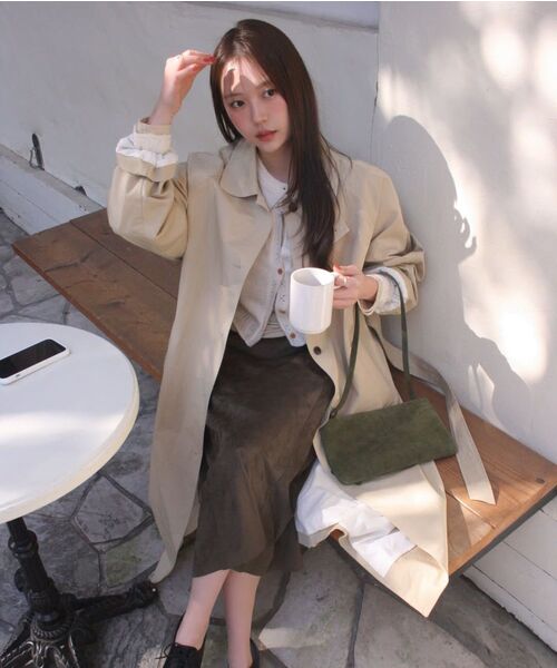 FRIVER07（フリバー07）の「Balmaccan belted long trench coat [FRSP05CT01]_Beige（チェスターコート・レディース・ベージュ・FREE）」の3枚目の写真