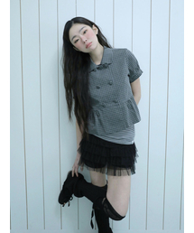 UGLY SHADOW | DOUBLE BLOUSE JACKET(CHECK BLACK)(シャツ/ブラウス)