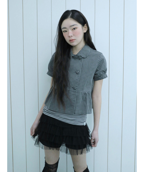 UGLY SHADOW（アグリーシャドウ）の「DOUBLE BLOUSE JACKET(CHECK BLACK)（シャツ/ブラウス・レディース・その他・FREE）」の2枚目の写真