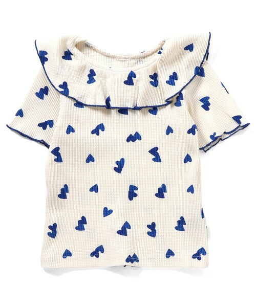 apres les cours(アプレレクール)の「【WEB限定】ワッフルフリル衿Tシャツ(Tシャツ/カットソー・キッズ・ブラウン/ミント/オレンジ/ブルー/クリーム・80/90/100/110/120/130/140)」の4枚目の写真