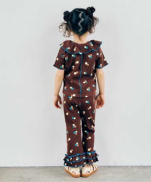 apres les cours(アプレレクール)の「【WEB限定】ワッフルフリル衿Tシャツ(Tシャツ/カットソー・キッズ・ブラウン/ミント/オレンジ/ブルー/クリーム・80/90/100/110/120/130/140)」の7枚目の写真