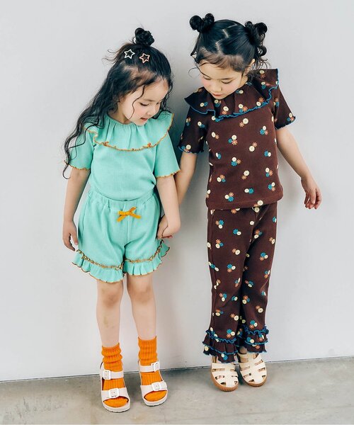 apres les cours(アプレレクール)の「【WEB限定】ワッフルフリル衿Tシャツ(Tシャツ/カットソー・キッズ・ブラウン/ミント/オレンジ/ブルー/クリーム・80/90/100/110/120/130/140)」の15枚目の写真