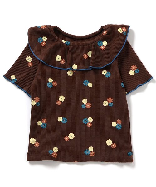 apres les cours(アプレレクール)の「【WEB限定】ワッフルフリル衿Tシャツ(Tシャツ/カットソー・キッズ・ブラウン/ミント/オレンジ/ブルー/クリーム・80/90/100/110/120/130/140)」の21枚目の写真