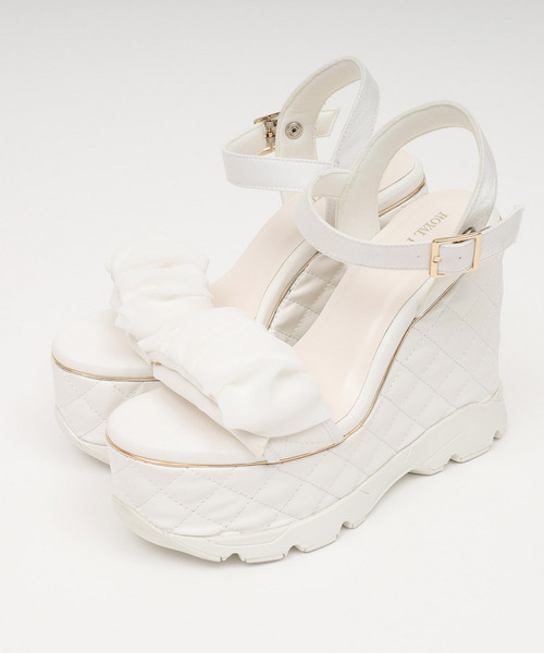 ROYAL PARTY（ロイヤルパーティー）の「2wayキルティング厚底スポサン（サンダル・レディース・ブラック/オフホワイト/ベージュ・MEDIUM/LARGE）」の4枚目の写真