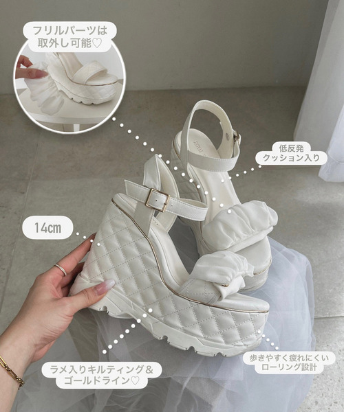 ROYAL PARTY（ロイヤルパーティー）の「2wayキルティング厚底スポサン（サンダル・レディース・ブラック/オフホワイト/ベージュ・MEDIUM/LARGE）」の14枚目の写真