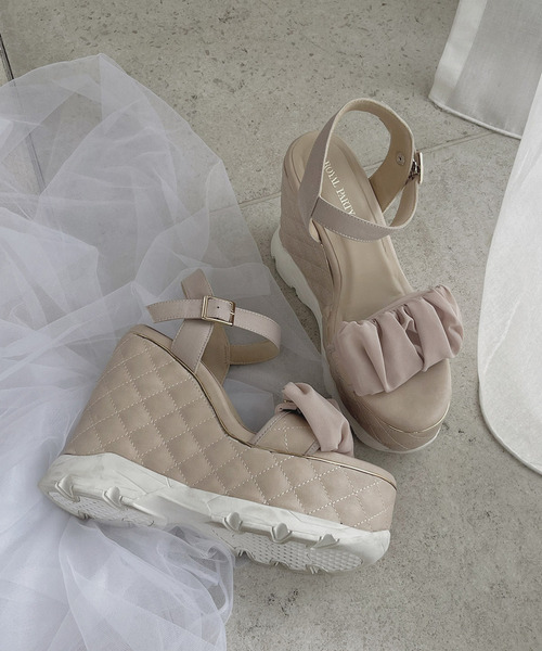 ROYAL PARTY（ロイヤルパーティー）の「2wayキルティング厚底スポサン（サンダル・レディース・ブラック/オフホワイト/ベージュ・MEDIUM/LARGE）」の3枚目の写真