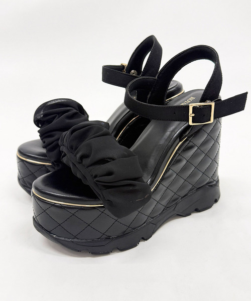 ROYAL PARTY（ロイヤルパーティー）の「2wayキルティング厚底スポサン（サンダル・レディース・ブラック/オフホワイト/ベージュ・MEDIUM/LARGE）」の5枚目の写真