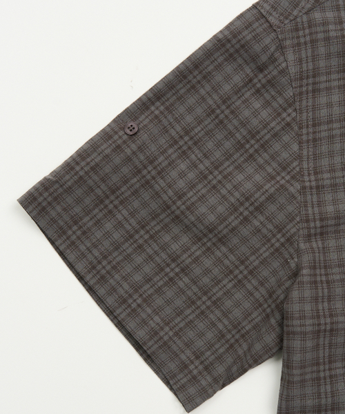 TOFFEE（トフィー）の「ミューテッドチェックハーフシャツ (チャコール)（シャツ/ブラウス・メンズ・その他・MEDIUM/LARGE/X-LARGE）」の4枚目の写真