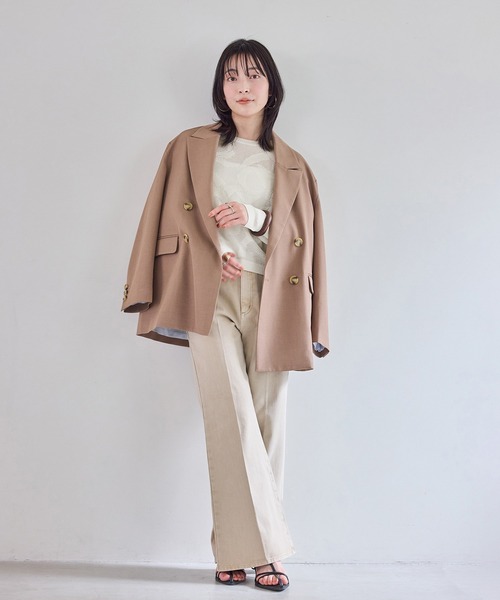 VIS（ビス）の「メッシュジャカードニットプルオーバー/イージーケア（ニット/セーター・レディース・チャコールグレー/オフホワイト/サックスブルー・FREE）」の8枚目の写真