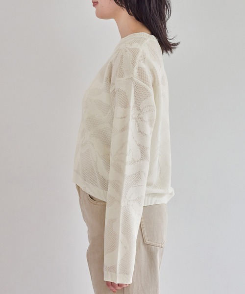 VIS（ビス）の「メッシュジャカードニットプルオーバー/イージーケア（ニット/セーター・レディース・チャコールグレー/オフホワイト/サックスブルー・FREE）」の22枚目の写真