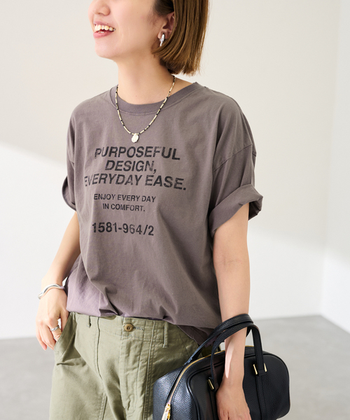 FRAMeWORK（フレームワーク）の「カスレロゴプリントTシャツ（Tシャツ/カットソー・レディース・ベージュ/ホワイト/チャコールグレー/グレー・FREE）」の14枚目の写真