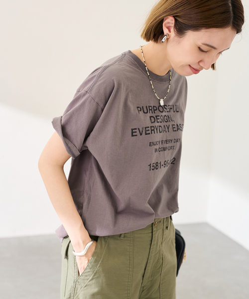 FRAMeWORK（フレームワーク）の「カスレロゴプリントTシャツ（Tシャツ/カットソー・レディース・ベージュ/ホワイト/チャコールグレー/グレー・FREE）」の15枚目の写真