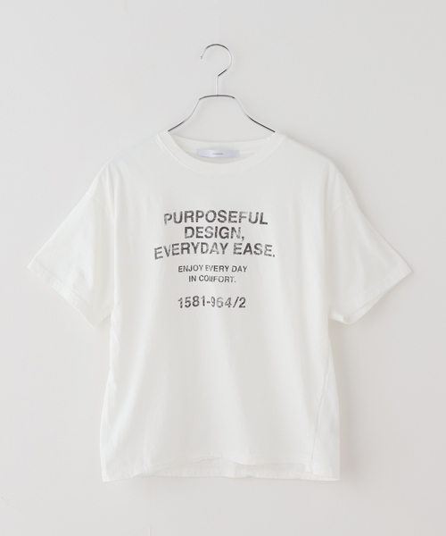 FRAMeWORK（フレームワーク）の「カスレロゴプリントTシャツ（Tシャツ/カットソー・レディース・ベージュ/ホワイト/チャコールグレー/グレー・FREE）」の6枚目の写真