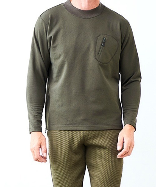 g-stage（ジーステージ）の「【RS】【g-stage】温熱保温機能 ストレッチ モックネックカットソー（Tシャツ/カットソー・メンズ・グリーン/ブラック・50/48/46）」の12枚目の写真