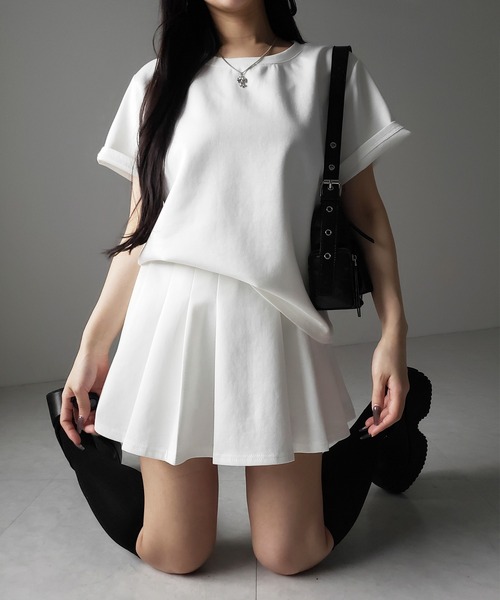 セットアップ 】オーバーサイズ半袖Tシャツ＋プリーツミニスカート