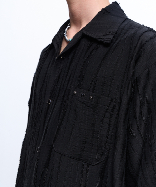 RSSC（アールエスエスシー）の「RIPPED JACQUARD HALF SHIRT - BLACK（シャツ/ブラウス・レディース・その他・1/2）」の7枚目の写真