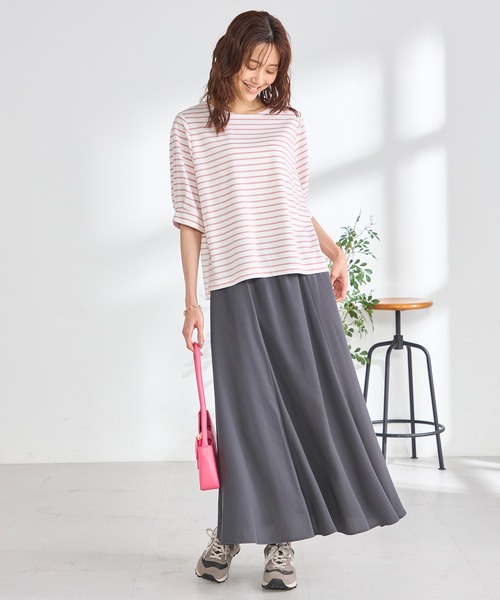 GALLORIA(ギャローリア)の「袖ボリュームボーダープルオーバー(Tシャツ/カットソー・レディース・ネイビー/ベージュ/ピンク・L/LL/M/S)」の15枚目の写真
