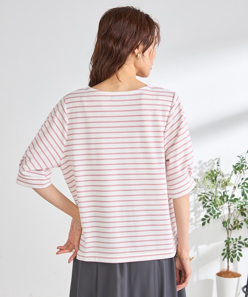 GALLORIA(ギャローリア)の「袖ボリュームボーダープルオーバー(Tシャツ/カットソー・レディース・ネイビー/ベージュ/ピンク・L/LL/M/S)」の13枚目の写真
