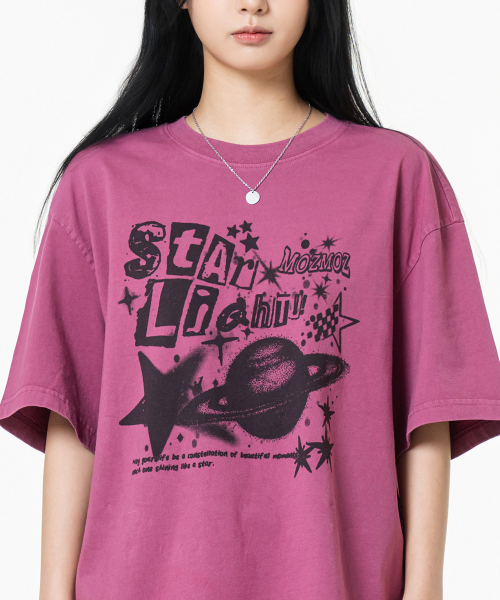 MOZMOZ（モズモズ）の「スタライトピグメントオーバーフィット半袖Tシャツピンク（Tシャツ/カットソー・レディース・その他・M/XL/XXL）」の3枚目の写真