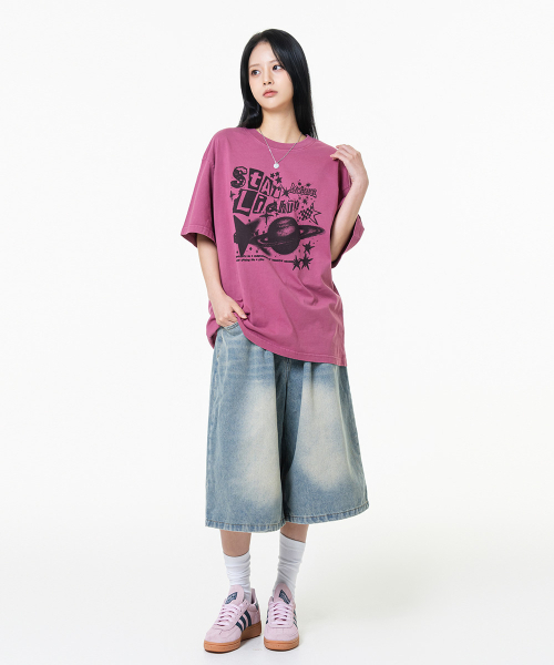 MOZMOZ（モズモズ）の「スタライトピグメントオーバーフィット半袖Tシャツピンク（Tシャツ/カットソー・レディース・その他・M/XL/XXL）」の4枚目の写真