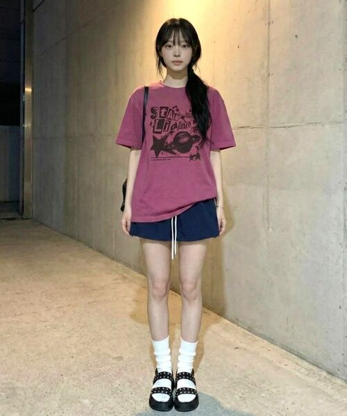 MOZMOZ（モズモズ）の「スタライトピグメントオーバーフィット半袖Tシャツピンク（Tシャツ/カットソー・レディース・その他・M/XL/XXL）」の6枚目の写真