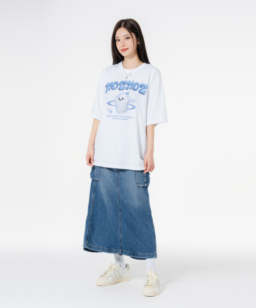MOZMOZ(モズモズ)の「ジェリーブ オーバーサイズ 半袖Tシャツ ホワイト(Tシャツ/カットソー・レディース・その他・1/2/3)」の3枚目の写真