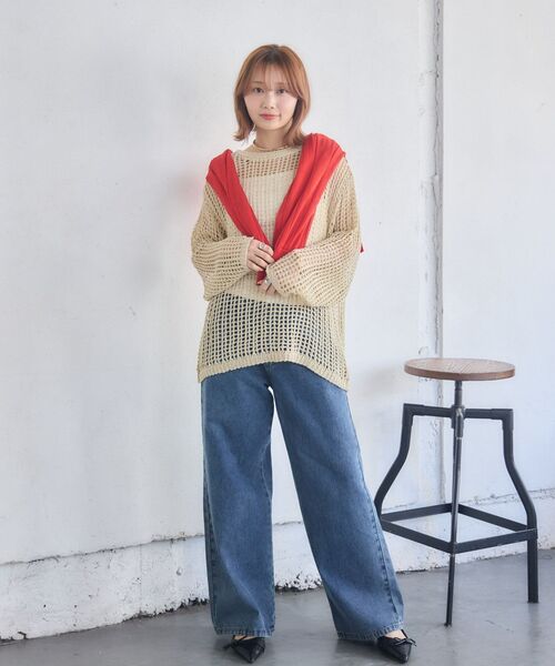 RETRO GIRL(レトロガール)の「BIGメッシュラメニット(ニット/セーター・レディース・ナチュラル/チャコールグレー/グリーン・FREE)」の10枚目の写真