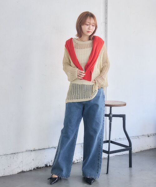 RETRO GIRL(レトロガール)の「BIGメッシュラメニット(ニット/セーター・レディース・ナチュラル/チャコールグレー/グリーン・FREE)」の11枚目の写真