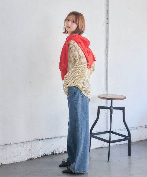 RETRO GIRL(レトロガール)の「BIGメッシュラメニット(ニット/セーター・レディース・ナチュラル/チャコールグレー/グリーン・FREE)」の12枚目の写真