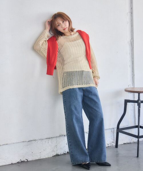 RETRO GIRL(レトロガール)の「BIGメッシュラメニット(ニット/セーター・レディース・ナチュラル/チャコールグレー/グリーン・FREE)」の15枚目の写真