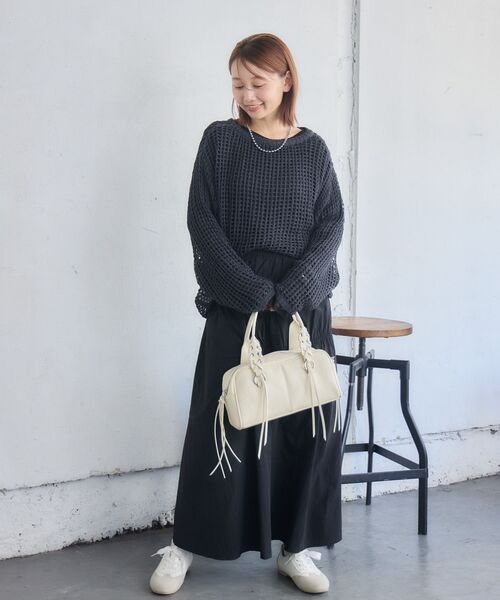RETRO GIRL(レトロガール)の「BIGメッシュラメニット(ニット/セーター・レディース・ナチュラル/チャコールグレー/グリーン・FREE)」の20枚目の写真