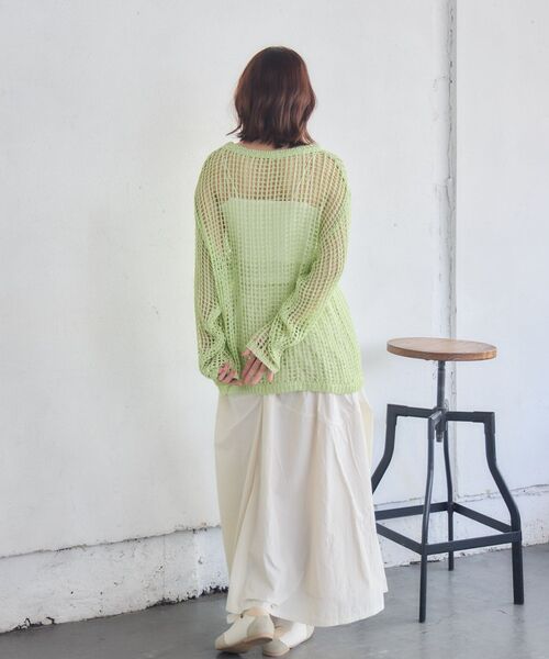 RETRO GIRL(レトロガール)の「BIGメッシュラメニット(ニット/セーター・レディース・ナチュラル/チャコールグレー/グリーン・FREE)」の7枚目の写真