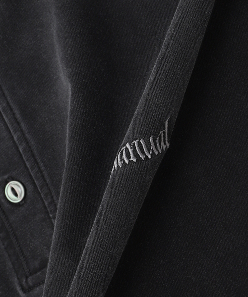 NOMANUAL(NOMANUAL)の「NOMANUAL/ノーマニュアル DAMAGED HENLEY NECK SHIRT(Tシャツ/カットソー・メンズ・ブラック/カーキ・MEDIUM/LARGE)」の4枚目の写真