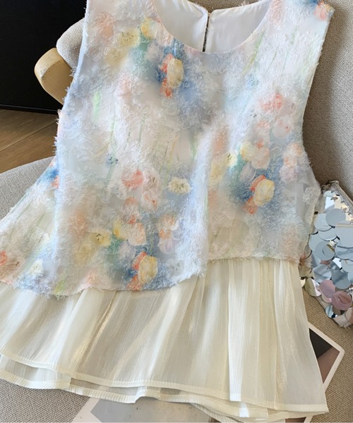 LUCPY(ラクピー)の「フラワージャガードペプラムトップス(その他トップス・レディース・ピンク/ホワイト/ブルー・X-LARGE/LARGE/MEDIUM/SMALL)」の6枚目の写真