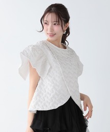 フラワージャガードカシュクールフリルトップス