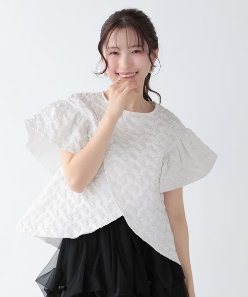 Fit more(フィットモア)の「フラワージャガードカシュクールフリルトップス(その他トップス・レディース・ブルー/ホワイト/ピンク・FREE)」の12枚目の写真