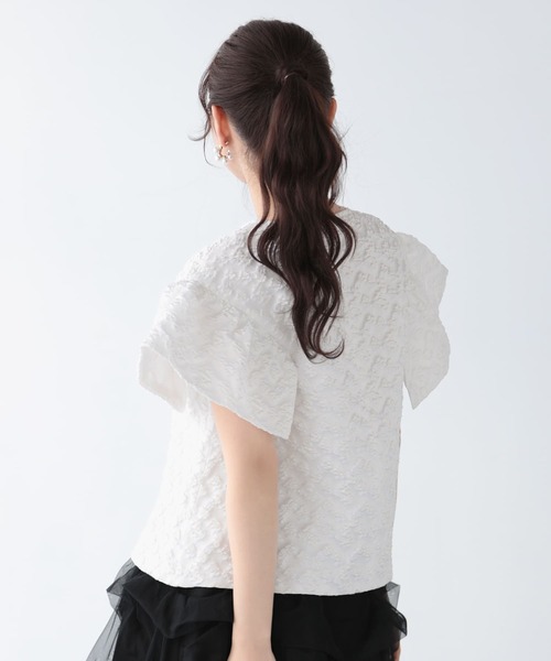 Fit more(フィットモア)の「フラワージャガードカシュクールフリルトップス(その他トップス・レディース・ブルー/ホワイト/ピンク・FREE)」の15枚目の写真
