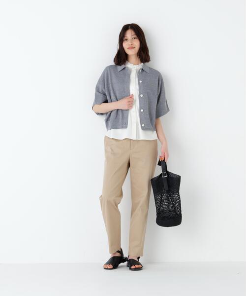 human woman（ヒューマンウーマン）の「◆【名品/ストレッチ素材】ピケストレッチ細身ストレートパンツ（その他パンツ・レディース・ベージュ/ネイビー・MEDIUM/SMALL）」の7枚目の写真