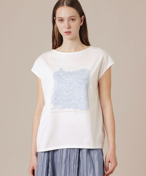 MACKINTOSH LONDON(マッキントッシュ ロンドン)の「リーフプリントTシャツ(Tシャツ/カットソー・レディース・ベージュ/ライトブルー・38)」の2枚目の写真