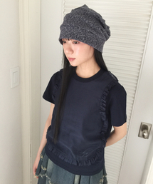 FFATS FRILL APRON LAYERED TEE_NAVY(NG2GSUT584A)