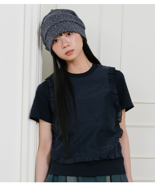 NICE GHOST CLUB(ナイスゴーストクラブ)の「FFATS FRILL APRON LAYERED TEE_NAVY(NG2GSUT584A)(Tシャツ/カットソー・レディース・ネイビー・F)」の2枚目の写真