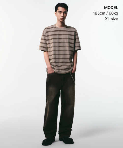 MUSINSA STANDARD（ムシンサスタンダード）の「プロストダイドダブルストライプTシャツ[トープ]（Tシャツ/カットソー・メンズ・その他・2XL/SMALL/MEDIUM/LARGE/X-LARGE/3XL）」の2枚目の写真