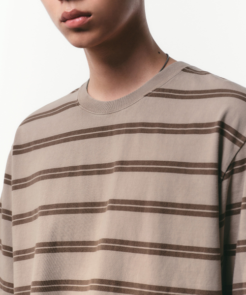MUSINSA STANDARD（ムシンサスタンダード）の「プロストダイドダブルストライプTシャツ[トープ]（Tシャツ/カットソー・メンズ・その他・2XL/SMALL/MEDIUM/LARGE/X-LARGE/3XL）」の4枚目の写真