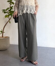 リネンライクベルトレスワイドパンツ