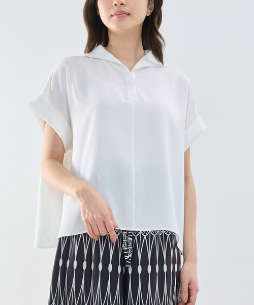 NARACAMICIE（ナラカミーチェ）の「【NARACAMICIE】半袖セーラーカラーブラウス（シャツ/ブラウス・レディース・ホワイト/ブラック・M）」の2枚目の写真