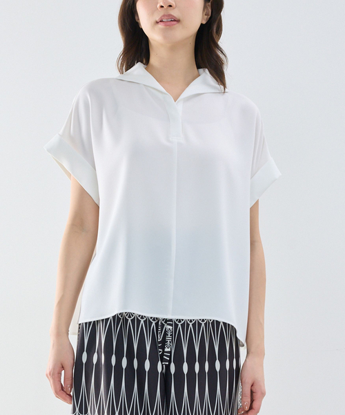 NARACAMICIE（ナラカミーチェ）の「【NARACAMICIE】半袖セーラーカラーブラウス（シャツ/ブラウス・レディース・ホワイト/ブラック・M）」の7枚目の写真